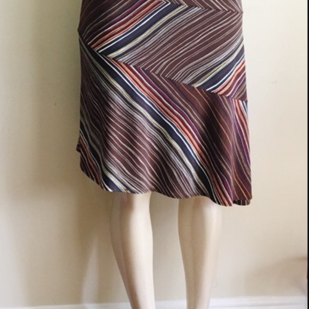 bcbg asymetrical brown striped skirt